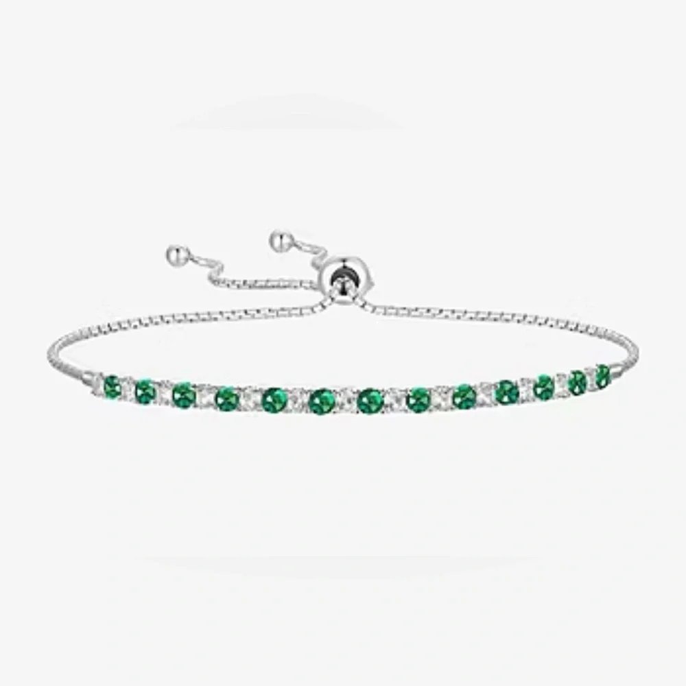 Emerald Gemstone Sterling Silver Bolo Bracelet - Picture 1 of 12